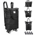 Expandable Rolling Duffle Bag - Large Carry-On With Spinner Wheels, Foldable Weekend Travel Bag, 28-58L Capacity（Backpack-Black Checkboard） - color: Backpack-Black Checkboard, style: Backpack