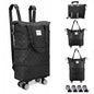 Expandable Rolling Duffle Bag - Large Carry-On With Spinner Wheels, Foldable Weekend Travel Bag, 28-58L Capacity（Backpack-Black Checkboard） - color: Backpack-Black Checkboard, style: Backpack