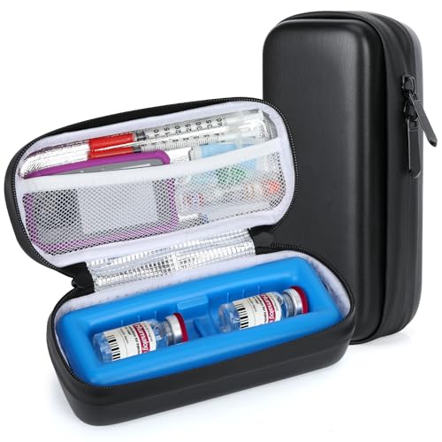 YOUSHARES Insulin Vial Cooler Travel Case - TSA Approved Diabetes Carrying Bag Keep Medicine Cool, Peptide Medication Organizer Small Bottle Protector, Refrigerated Pack with Protective Ice Brick - color: 01 Black