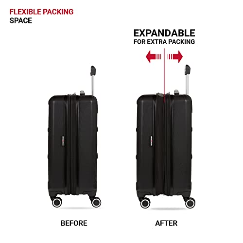 SwissGear 8090 Hardside Expandable Luggage with Spinner Wheels, Black, Carry-On 20-Inch - color: Black, size: Carry-On 20-Inch