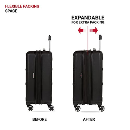 SwissGear 8090 Hardside Expandable Luggage with Spinner Wheels, Black, Carry-On 20-Inch - color: Black, size: Carry-On 20-Inch