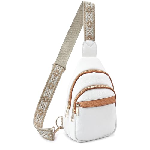 Crossbody Bags for Women Sling Bag Anniversary Birthday Gifts for Girlfriend Wife Her Fanny Pack Chest Anti Theft Purse Christmas Small Gifts for Mom Secret Santa Gift Ideas Mothers Day - color: White