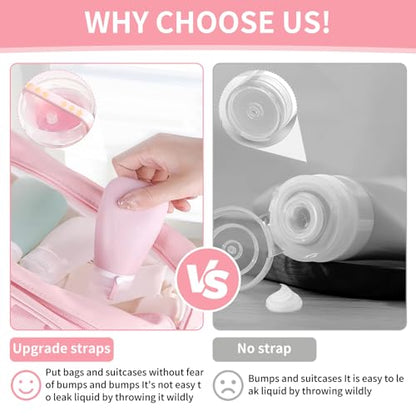 4 Pack 1oz Silicone Travel Bottles Leak Proof Squeeze Bottles For Toiletries Shampoo Conditioner Lotion Salad Dressing Travel Size Containers - color: Light pink, dark pink, green, white