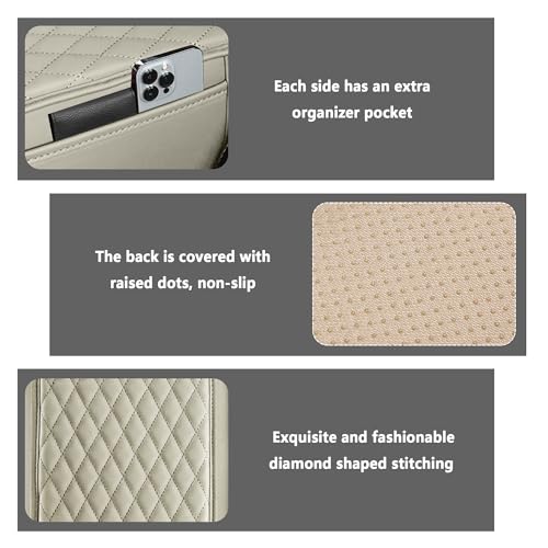 Stacool Upgraded Car Center Console Cover,Microfiber Leather Car Armrest Cover Cushion with 2 Storage Bags,Universal Car Armrest Storage Box (Light Beige) - color: Light Beige