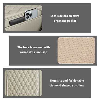 Stacool Upgraded Car Center Console Cover,Microfiber Leather Car Armrest Cover Cushion with 2 Storage Bags,Universal Car Armrest Storage Box (Light Beige) - color: Light Beige