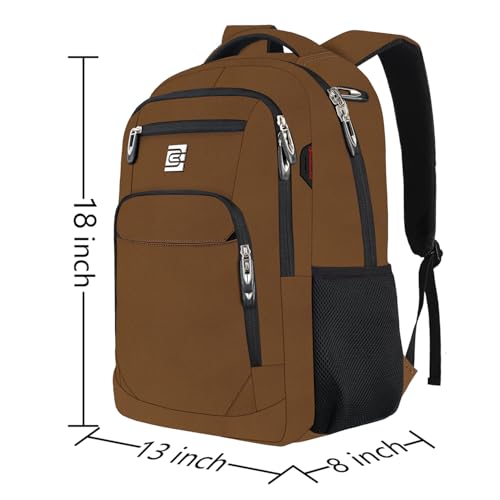 Volher Laptop Backpack,Business Travel Anti Theft Slim Durable Laptops Backpack,Water Resistant College Computer Bag for Women & Men Fits 15.6 Inch Laptop and Notebook-Brown - color: Brown, size: 15.6 Inch, style: Laptop