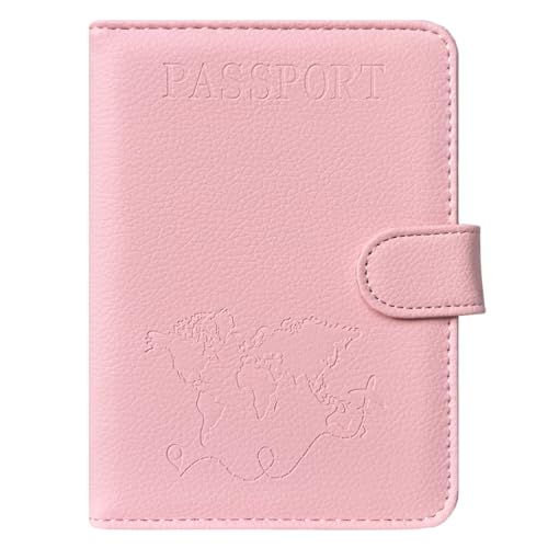 ACdream Passport Holder for Travel Essentials, Rfid Blocking Passport Wallet Cover Case for Travel Must Haves Accessories, Book Holders for Women & Men- Pink - color: *PinkA400 Map Plane