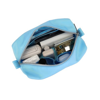 Organizer Bag Lightweight Cosmetic Bag with Ring Clasp Perfect Travel Makeup Bag for Women nylon Stand Up Design (Sky Blue/Nylon) - color: Sky Blue/Nylon
