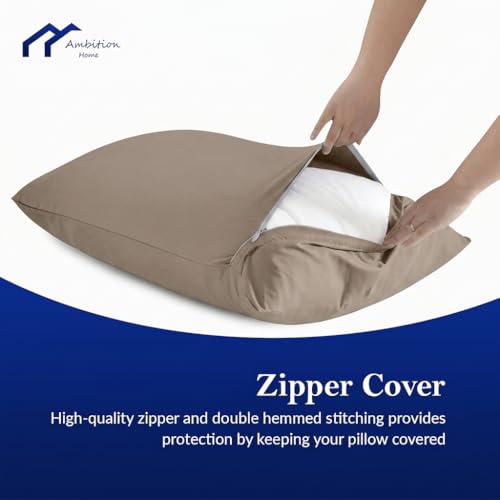 Toddler Travel Small Pillow Cases 12x16 Inch Taupe Zipper Closure Pack of 2, Travel Pillowcase 500 Thread Count 100% Cotton Toddler Small Pillow Cases 12x16 Inch, Taupe - color: Taupe, size: Toddler 12x16