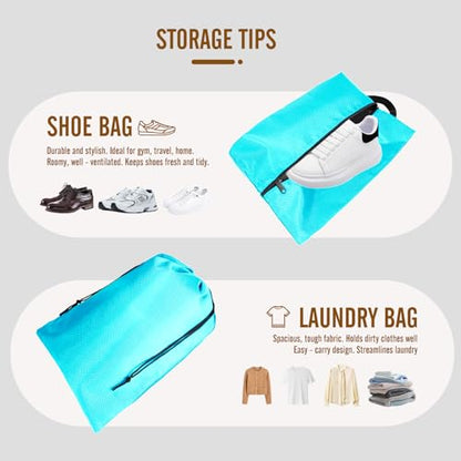 8 Set Compression Packing Cubes for Travel, Expandable Luggage Organizer with Shoe Bag & Laundry Bag - Lightweight Suitcase & Backpack Travel Essentials (Sky Blue) - color: Sky Blue