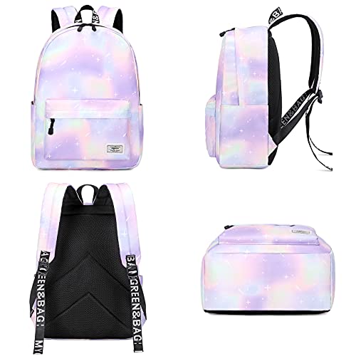 mygreen Kids Backpack, Kawaii Girls Backpack for School Ages 8-12 - color: Purple Blue,14 Inch Laptop