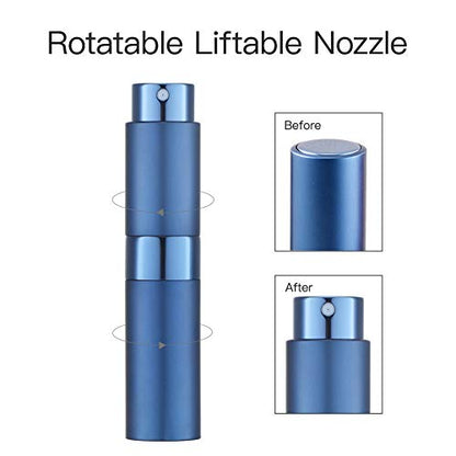 LISAPACK 8ML Atomizer Perfume Spray Bottle for Travel, Empty Refillable Cologne Dispenser, Portable Sprayer (Blue) - color: Blue