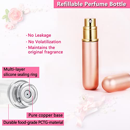 Travel Perfume Bottle Refillable Atomizer - 5ML Pocket Perfume Dispenser, Scent Pump Case, Leakproof Portable Perfume Sprayer for Women and Men (Gold-1) - color: Gold-1