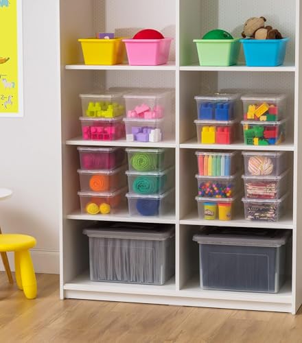 IRIS USA 6 Qt Storage Bins with Lids, 6-Pack Clear Plastic Storage Containers, Stackable Organization Boxes for Shoes, Crafts, Classroom Supplies & Household Storage - size: 6 Qt - 6 Pack