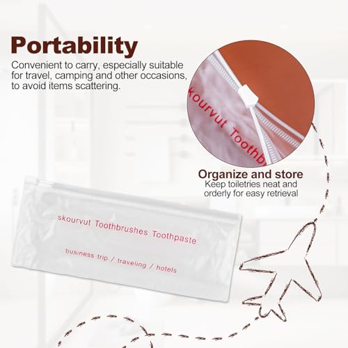 Disposable Toothbrushes with 45 Grams Toothpaste Individually Wrapped, Travel Kit White Plastic Zip Bag,Toothbrush Head Cover, Bulk Toothbrush for Homeless,Travel,Shelter,Air Bnb,Hotel,Guest (20)