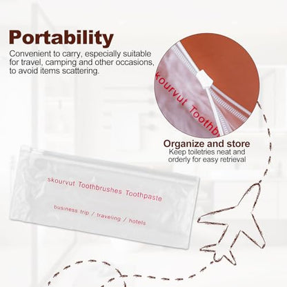 Disposable Toothbrushes with 45 Grams Toothpaste Individually Wrapped, Travel Kit White Plastic Zip Bag,Toothbrush Head Cover, Bulk Toothbrush for Homeless,Travel,Shelter,Air Bnb,Hotel,Guest (20)