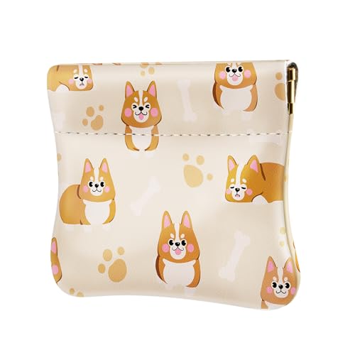 Travelambo Leather Squeeze Coin Purse Pouch Change Holder For Men & Women - color: Orange Fox