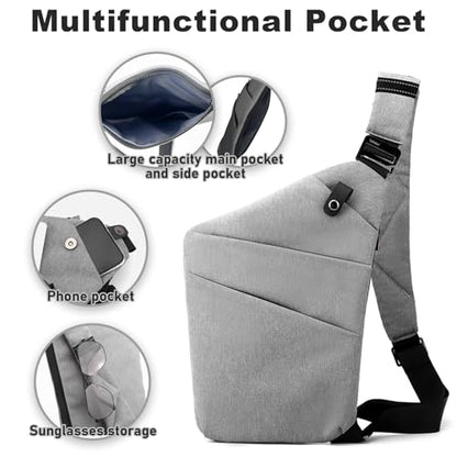 Anti Theft Travel Bag, One Shoulder Large Capacity Cross-body Bag Chest Fashion Lightweight Sling Bags for Travel Sports - color: Grey, style: Right Shoulder
