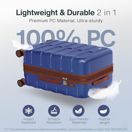 Vipbox Luggage Sets 2 Piece 20/28 Inch (3-YEARS VIP SERVICE) Hardside Expandable Lightweight Ultra Durable 100% Polycarbonate Carry On Travel Suitcase with Spinner Wheels TSA Lock, Classic Blue - color: Classic Blue, size: 2-Piece Set (20/28)
