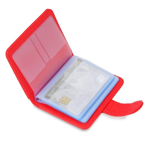 Wisdompro Credit Card Holder, Slim Leather RFID Blocking Wallet Debit Card Protector Organizer Case (20 Card & 7 Memory Card Slots)-Vertical Red - color: Red, size: Vertical