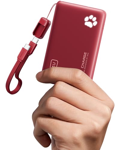 INIU 45W Fast Charging Portable Charger, 40% Smaller 10000mAh with Detachable Cable, Flight-Safe Travel Power Bank, USB C External Phone Battery Pack for Long Flight, Vacation, Cruise, Teens, Red - color: Red