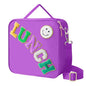 Insulated Lunch Bag With Adjustable Shoulder Strap, Nylon Preppy Lunch Box Large Insulated Lunch Bag Reusable Lunch Tote Bag with Smiley Preppy LunchBag for Girls School Travel Picnic (Dark purple) - color: Dark Purple