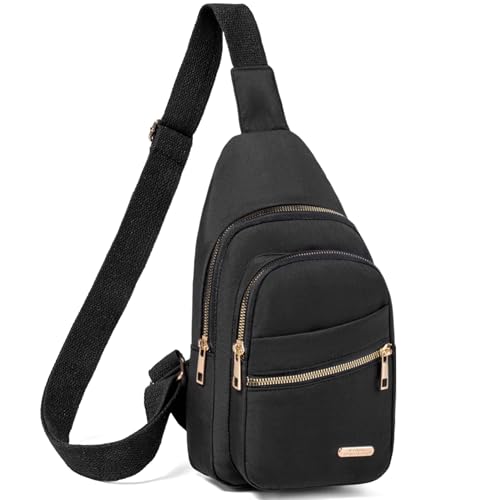 Banelu Small Crossbody Sling Bag Sling Backpack, Cross Body Bag Crossbody Purses for Hiking Traveling Outdoors - color: I Black