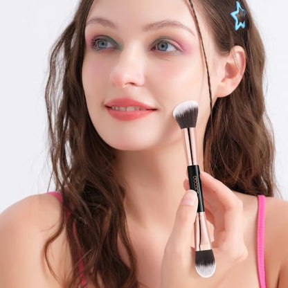 Docolor Double Sided Makeup Brushes, 6Pcs Double Ended Eyeshadow Brush Set Professional Eye Makeup Brushes Set Foundation Eyeshadow Blending Eyebrow Travel Make Up Brushes Kits - color: 6 Pcs