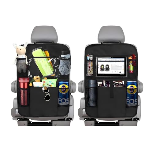 2PCS Car Backseat Organizer, Oxford Car Back Seat Protecter Kick Mat with Touch Screen Tablet Holder, Waterproof Automotive Seatback Storage Bag with Multi Functional Pockets (Large Pocket) - color: Large Pocket