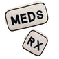 RSRSLEII 2Pcs Small Canvas Rx MEDS Medicine Packages, Cute Chenille Letter Patch Drug Makeup Bag with Metal Zipper, Mini Travel First Aid Purse Organizer Machine Washable (05RX and MEDS) - color: 05RX and MEDS