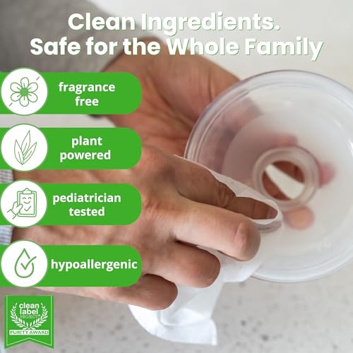 Dapple Breast Pump Cleaning Kit, 3 Baby Bottle Cleaning Brushes, Hypoallergenic & Powered by Plants, Removes Milk Residue, Leaves No Taste, 3oz Soap, 10ct Wipes 3 Cleaning Brushes