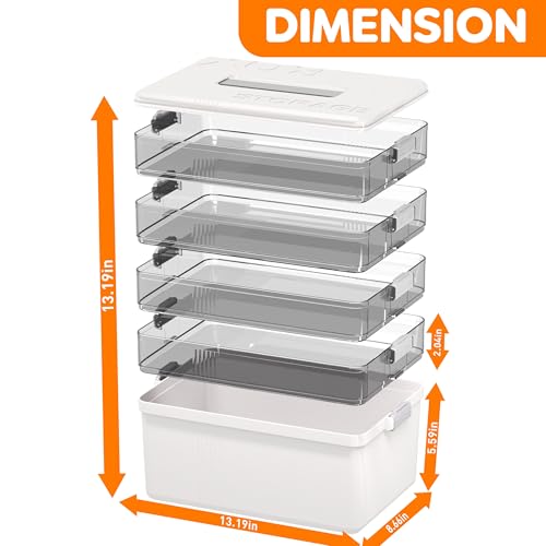 Citylife 5-Tier Medicine Organizer, Portable Medicine Cabinet First Aid Kit with Handle, Multi-Purpose Organizer for Family First Aid, Home, Travel - size: 5-Tier