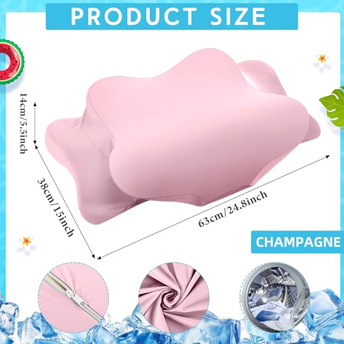 Hahafelt Cooling Cervical Neck Pillowcase Cover (Only Pillow Case) Ergonomic Pillowcase with Zipper Breathable Contour Pillow Cover for Side Back Stomach Sleepers(Pink,Queen Size) - color: Pink, size: Queen