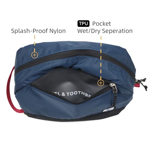 Travel Toiletry Bag 8L, Large Packing Cube with Waterproof TPU Wet/Dry Compartment - color: Blue Abyss, size: 8L