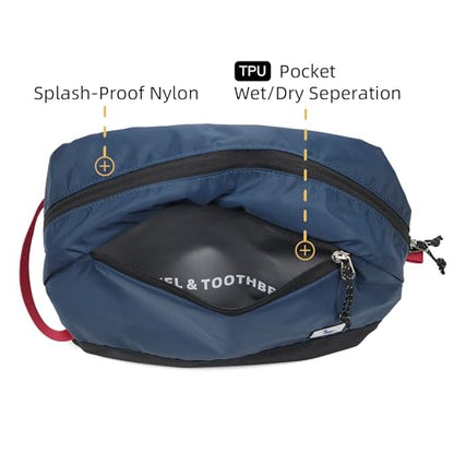 Travel Toiletry Bag 8L, Large Packing Cube with Waterproof TPU Wet/Dry Compartment - color: Blue Abyss, size: 8L