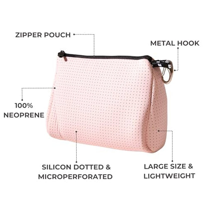 POPUPS Large Makeup Bag with Zipper, Pretty Pink - Waterproof Neoprene Cosmetic Bag 7.7 x 10.75 x 5 inches - color: Basic Pretty Pink