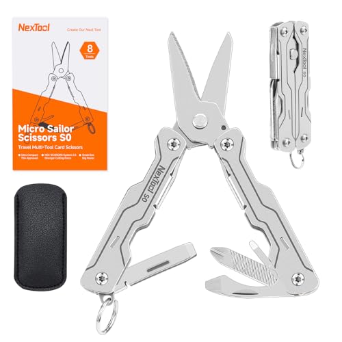 NexTool Micro Sailor Scissors S0, Mini Keychain Multitool with Serrated Scissors, 8-in-1 Lightweight EDC Tool for Travel, Outdoor, Everyday Carry, Cool Gadget for Men - color: S0