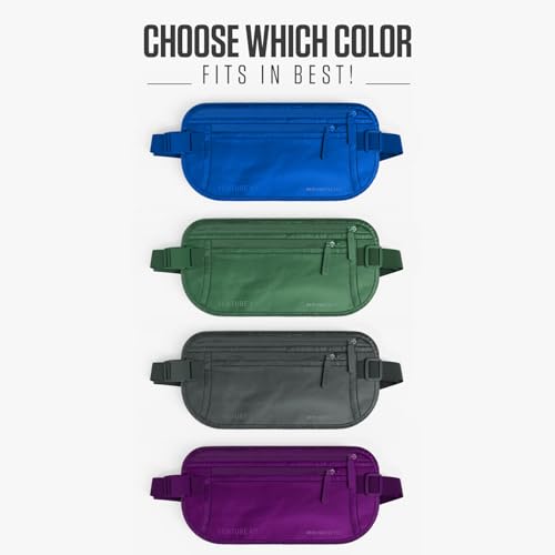 VENTURE 4TH Money Belt for Travel – Slim Hidden Under-Clothes RFID Blocking Anti-Theft Passport Holder & Travel Wallet Pouch for Men & Women to Protect Cash, Cards & Documents (Sleek Blue) - color: Sleek Blue