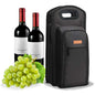 ALLCAMP 6 Piece Wine Travel Bag and Insulated Wine Carrier Tote Carrying Cooler Bag with Handle,Great Gift for Wine Lover - color: Large Black, size: 2 Bottle