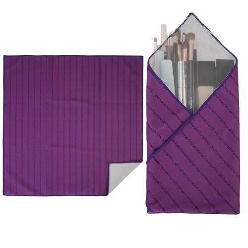 Walking Way Self-Adhesive Magic Cloth Makeup Bag, Lazy Organizer, Multipurpose Lens Wrap, Tech Case, No Zipper, Lightweight, Compact, Stylish Protective Layer for Cosmetics, DSLR, Travel Essentials - color: Purple Wave, size: 21.65 inch