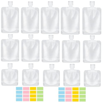 SEQUHITKU 17 Pack Travel Pouches for Toiletries,TSA Approved,Travel Size Portable Containers,Stand Up Pouch,Refillable Travel Accessories for Shampoo Conditioner Lotion Soap Liquids (B-17pcs) - size: B-17pcs
