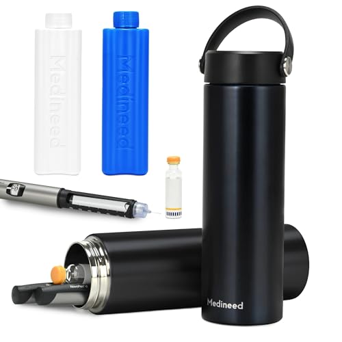 Medineed Insulin Cooler Travel Case TSA Approved, Portable Medication Cooler with Ice Packs, Refrigerated Diabetes Travel Organizer for 1-4 Pens and Diabetic Supplies (Black) - color: Black