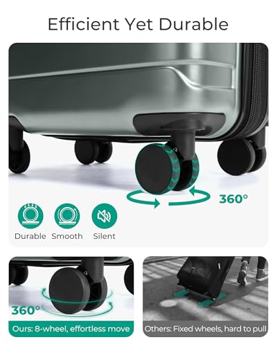 BAGSMART Carry On Luggage 22x14x9 Airline Approved with Spinner Wheels,Lightweight 20 Inch Luggage with TSA Lock,Expandable Hard Shell Carry On Suitcases for Men Women,Olive - color: Olive