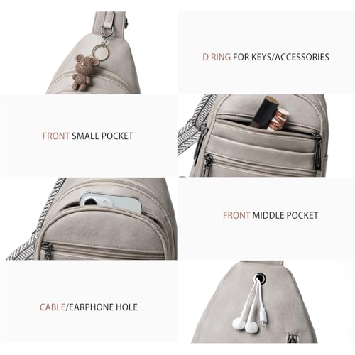 Leresas Sling Bag for Women Crossbody Bags Fanny Packs Sling Purse Backpack Shoulder Bag Vegan Leather Chic Gifts Travel Handbag Light Grey - color: Light Grey