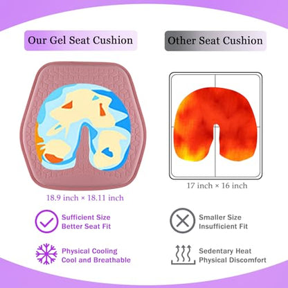 Thin Gel Seat Cushion for Car Seat, Office Chair, Wheelchair, Golf Cart - Non-Slip Car Seat Cushions with 0.7 Inch Gel - Sciatica & Coccyx Pain Relief (Fabric, Pink) - color: Pink