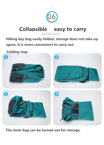 Ultra Lightweight-Packable-Hiking-Backpack Foldable Travel Camping Daypack Casual Outdoor Water-resistant 25L Backpacks (Lake Blue) - color: Lake Blue