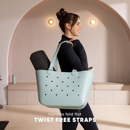 Simple Modern Large Beach Bag | Waterproof Getaway Rubber Tote with Zipper Pocket for Travel, Pool, Boat, Groceries, Sports | Blush - color: Blush, style: Large