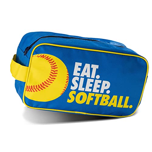 ChalkTalkSPORTS Sport Toiletry Bag - Sports Accessory Bag and Travel Kit - Multiple Sports - color: Eat Sleep Softball