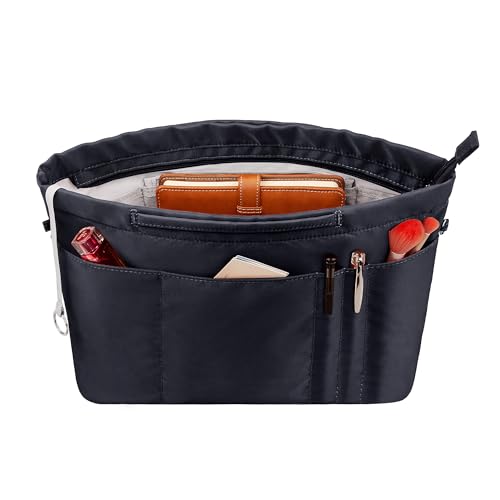 Vercord Purse Insert Organizers for Tote Handbag Bag in Bag with Zipper Liner Bag Organizer for Women 14 pockets - color: Black, size: XXL