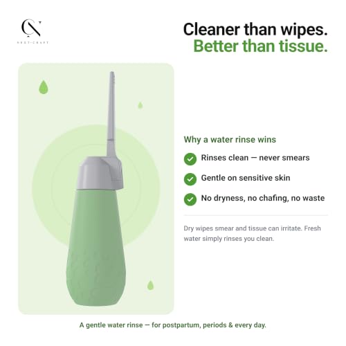 Nextcraft Portable Bidet & Peri Bottle – Handheld Travel Bidet with 180° Foldable Nozzle & Leak-Proof Cap - 13.5oz/400ml Soft-Squeeze for Postpartum, Perineal Care & Travel - Gentle, BPA-Free